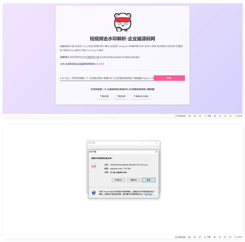 【亲测】网页版短视频去水印源码,上传既用